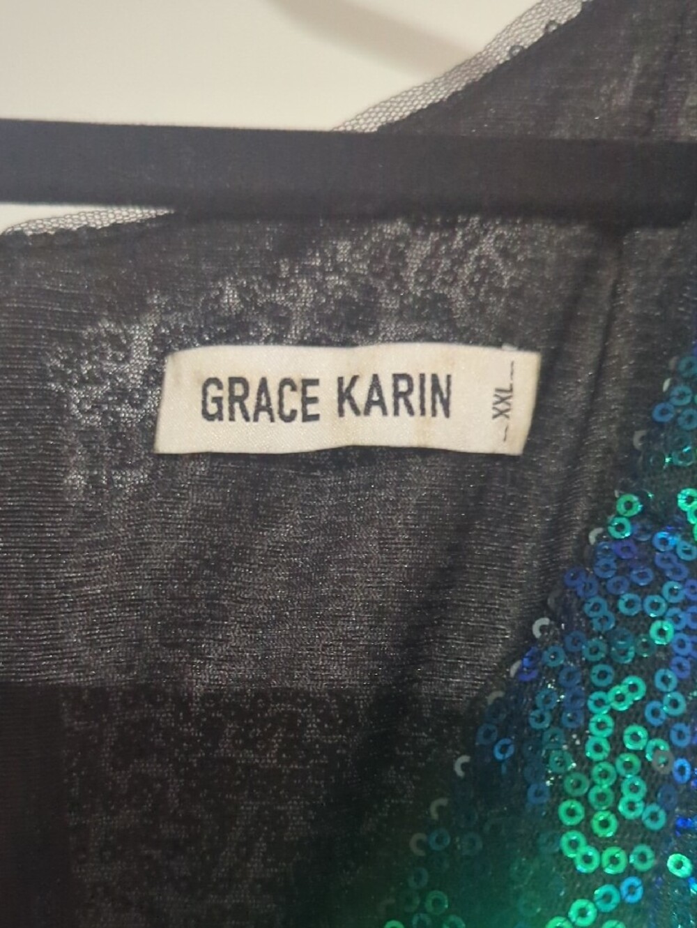 Grace Karin Green and Blue Sequin V-Neck Midi Dress - Picture 2 of 5